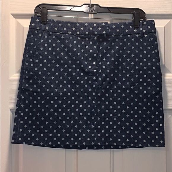 ✨J Crew Postcard Mini Skirt in Indigo Dot Denim - Picture 2 of 6